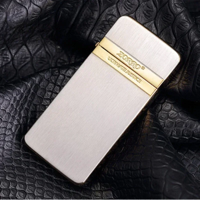Фото Ветрозащитная ультратонкая металлическая зажигалка Zorro из чистой меди, винтажная, с гравировкой, для керосина, мужские аксессуары для курения, гаджеты №2