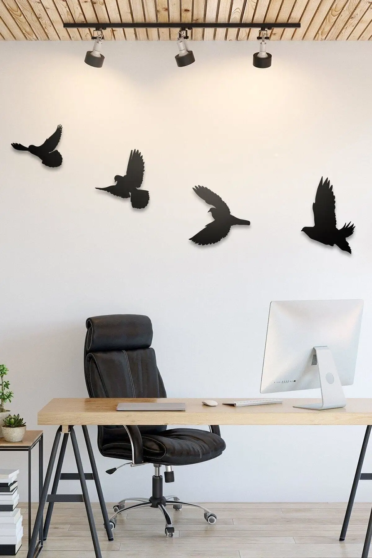 

Decorative Modern Wooden Quadruple Bird Wall Art Wall Decor Black Mdf Home Office Wall Decoration Wall Hanging Plaque Nordic Sty