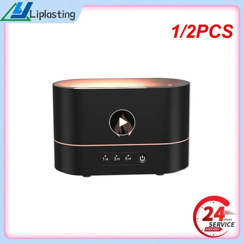 

1/2PCS 250ml Flame Humidifier 1/3/5H USB Smart Timing LED Electric Diffuser Simulation Fire Night Lamp