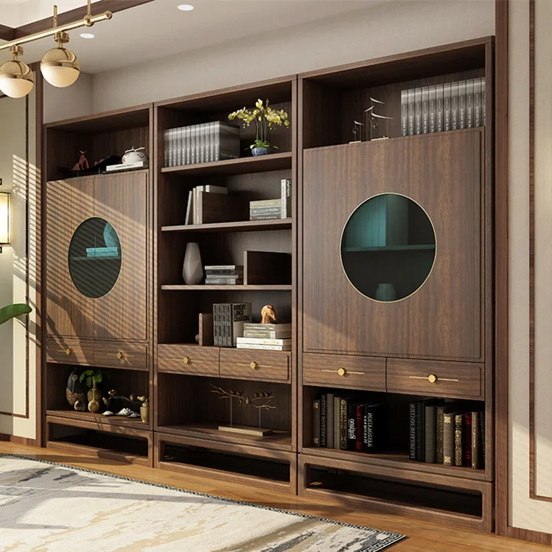 Книжный шкаф из орехового дерева комбинированный книжный в стиле ретро