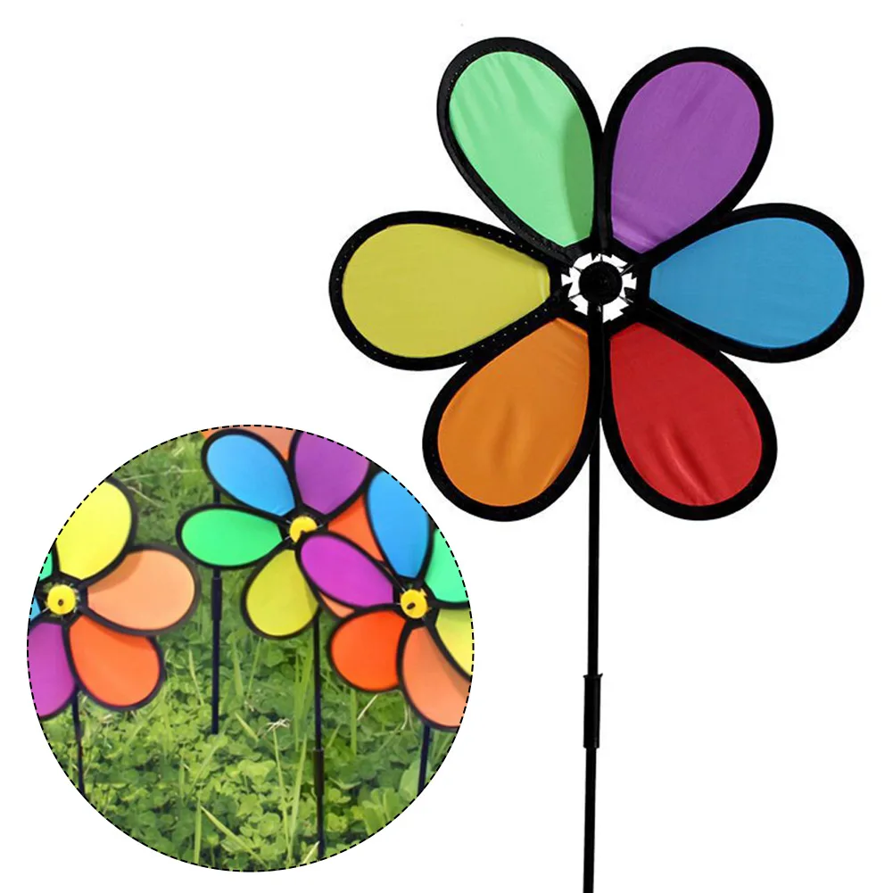 

Colorful Rainbow Flower Windmill Spinner Wind Home Garden Yard Patio Outdoor Decoration Kids Toy Lightweight Windmill