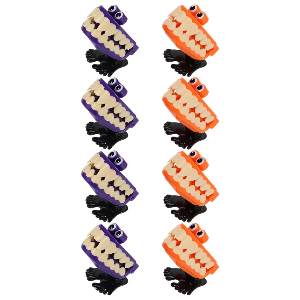 

8 Pcs Wind-up Toy For Party Halloween Toys Top Hat Cartoon Design Walking Teeth Plastic Shaped Hair Scrunchies