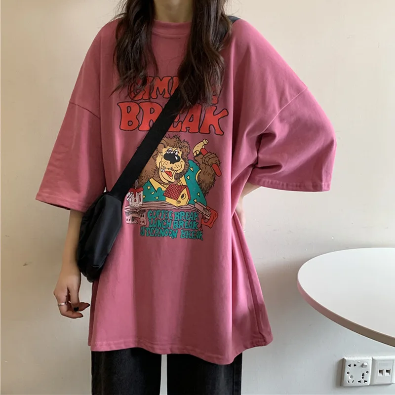 

Женская футболка с коротким рукавом, простая свободная простая летняя футболка в Корейском стиле, 2022