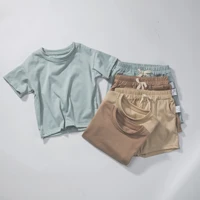 babany bebe infant baby girls boys solid color t shirt pants home daily casual set short sleeves kids clothes outfit 2pcs