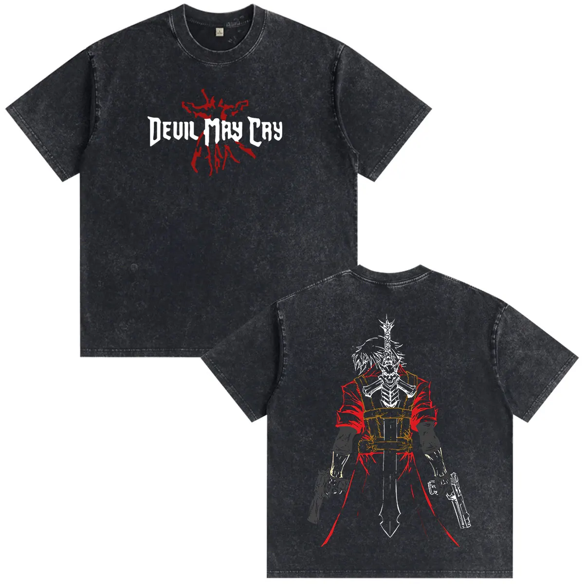 Футболка GAME Devil May Cry Dante Vergil с эффектом потертости, винтажная, для мужчин и женщин, модная, свободного кроя, с круглым вырезом, короткими рукавами. (art.: 3920dcdbd3a65) - 3920dcdbd3a65
