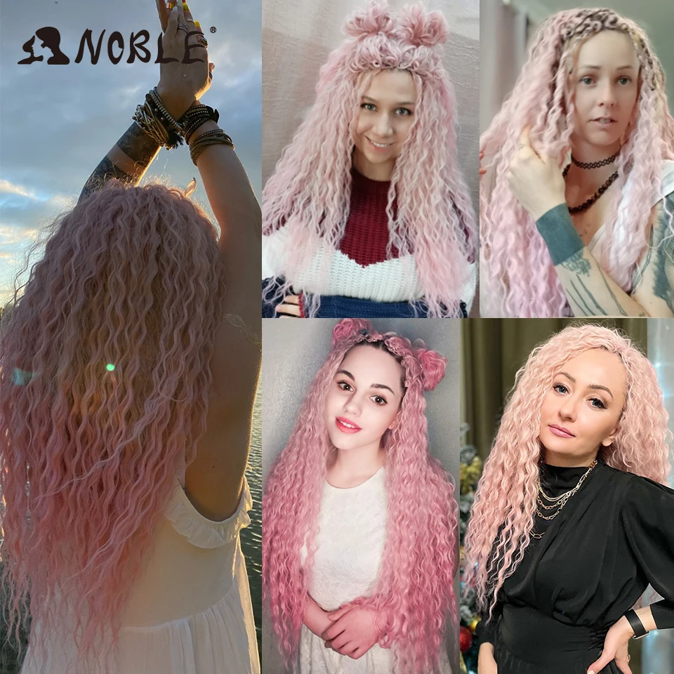 Noble Synthetic Hair Cosplay Water Wave 24Inch Twist Crochet Hair Braid Hair Ombre Blonde Pink Deep Wave Braiding Hair Extension