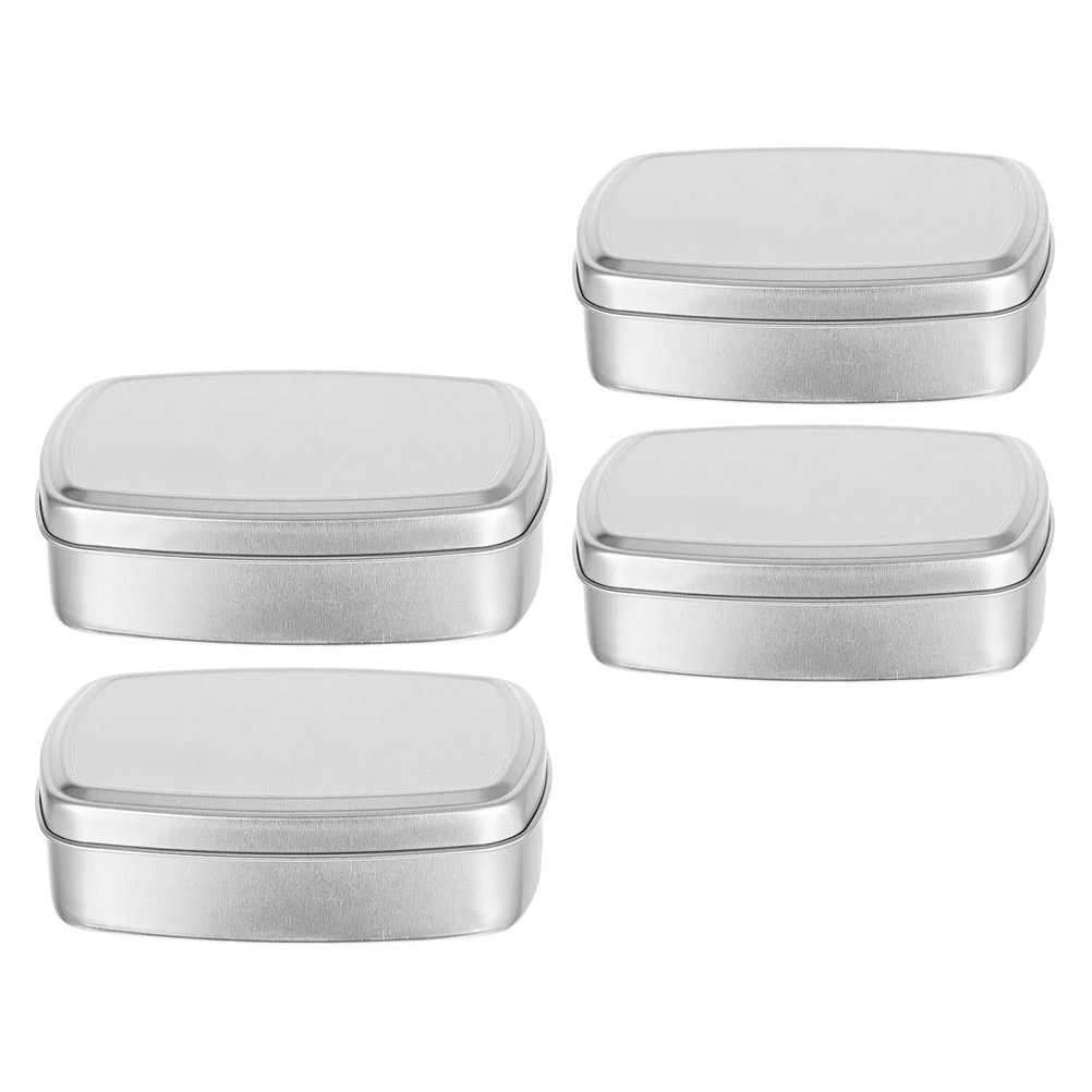 

4Pcs Metal Rectangular Box Tin Storage Box Draining Soap Case Items Storage Box Sponges Container Drain Soap Box