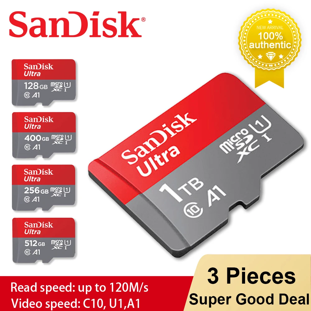 Оригинальная карта памяти SanDisk Ultra Micro SD 1 ТБ 128 ГБ 200 256 64 512 TF флэш-карты стандарта