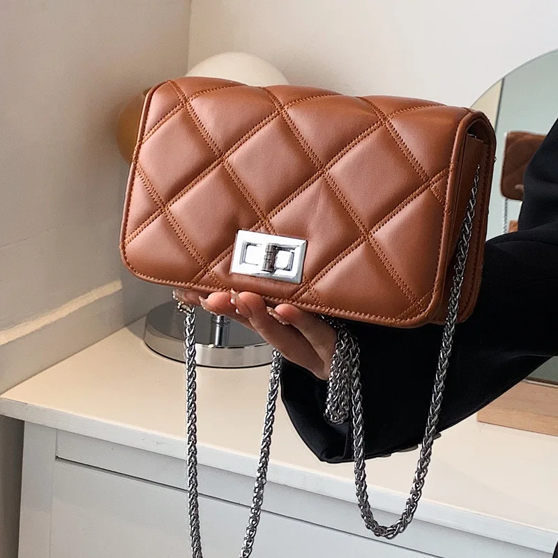 

2022 New Women's Bag Tide All-match Messenger Bag High-quality Ladies Rhombus Shoulder Bag Fashion Chain Small Square Bag Women