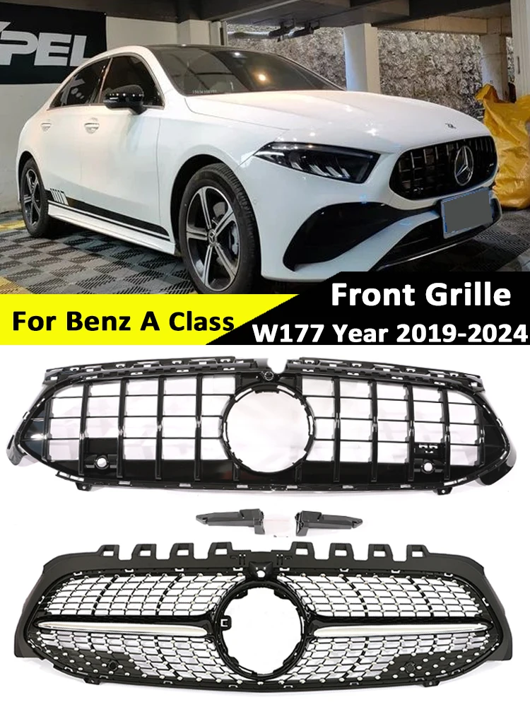Передний бампер для Mercedes Benz A Class V177 W177 panamerica GT решетка 2019-2024 Diamond AMG A35 A45 Черная А200