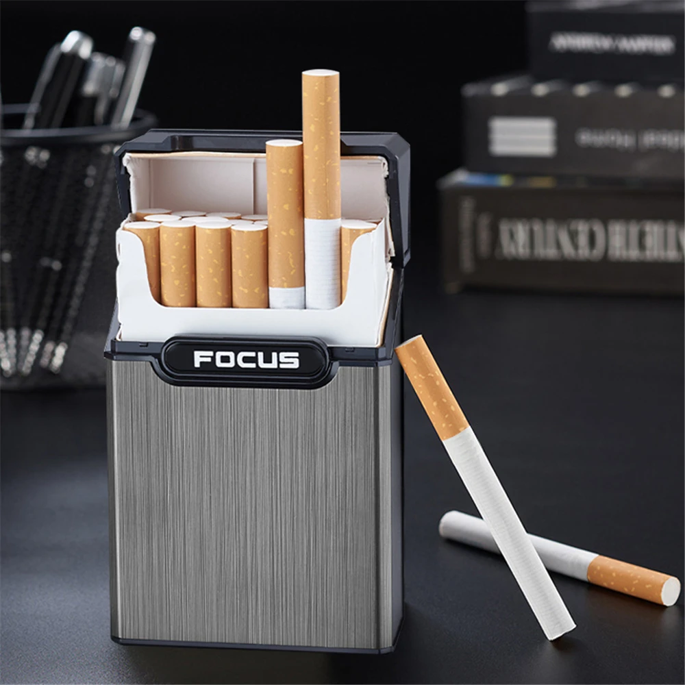 

Metal Cigarette Case Waterproof Cigarette Box Portable Flip Cover 20pcs Cigarettes Tobacco Holder Storage Container Smoking Tool