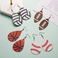 korean vintage basketball football leather earrings for women fashion geometric sporting goods pendant drop earring jewelry gift