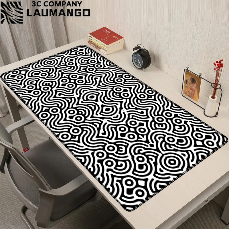 

Black and White Gaming Desk Accessories Custom Ink Pad Mouse Cartoon XXL Desktop Table Mat Mause Gamer Pc Computer Carpet Laptop