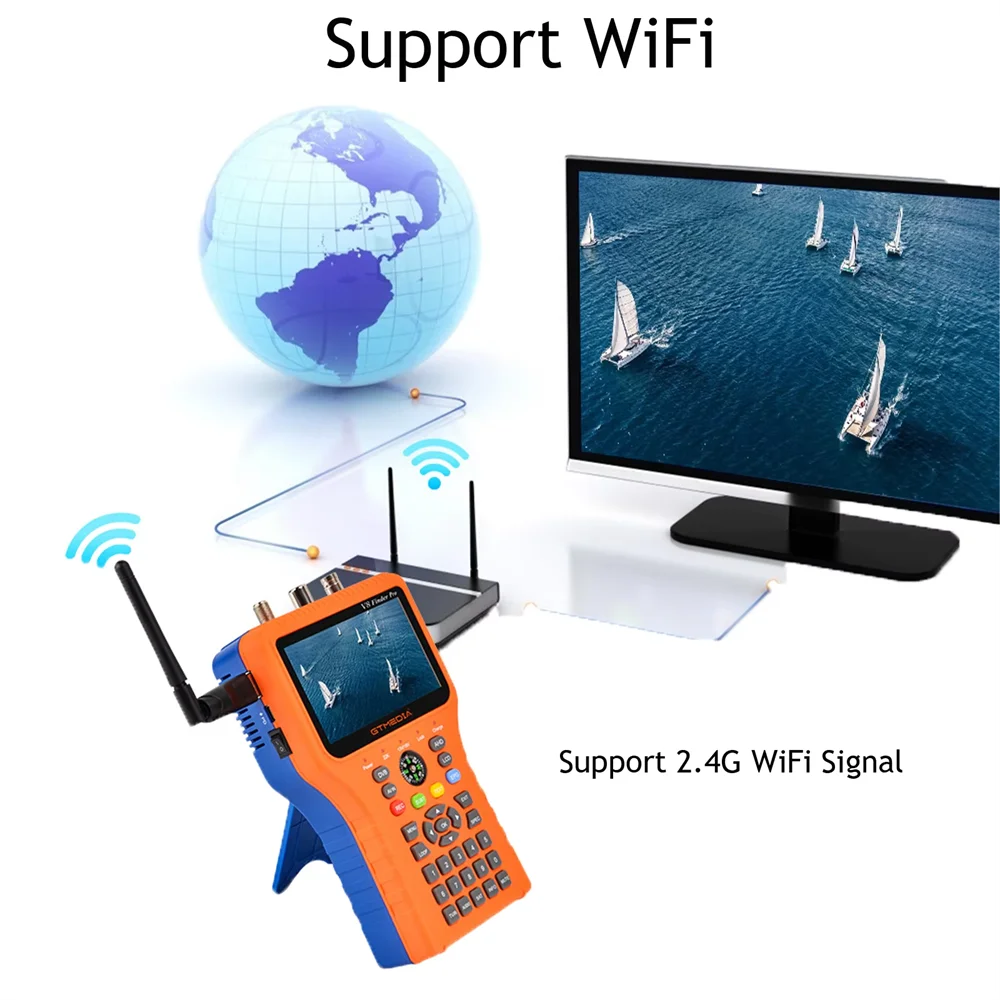 Фото GTMEDIA V8 Finder Pro2: Измеритель спутникового сигнала DVB-S2/T2/Cable с ЖК-дисплеем 4.3' 1080P, порт Type-C, 100% оригинал №5