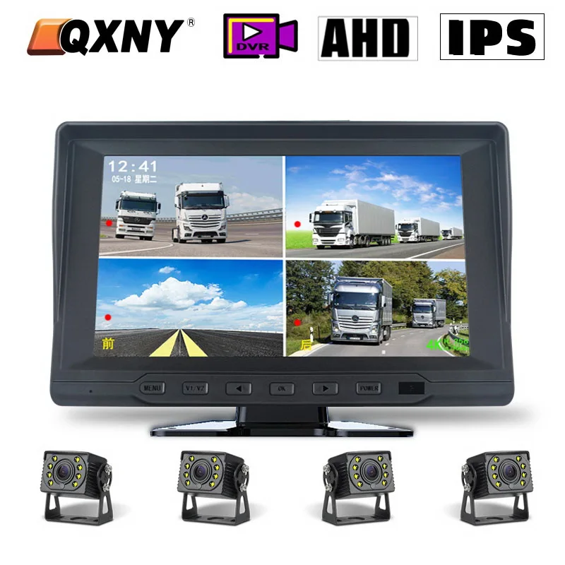 

QXNY 7 Inch Touch Screen Car/RV/Bus/Truck AHD Monitor System Vehicle CCTV Camera HD Night Vision Reversing Parking Recorder