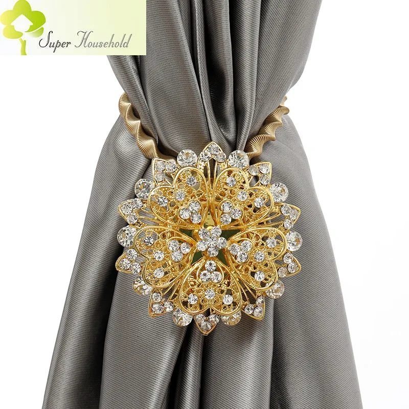 

New Large Flower Magnetic Curtain Tieback Buckle Elastic Rope Hanging Ball Curtain Clips Clamp Creative Decoration