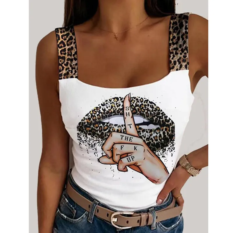 

2022 Summer Sexy WomenLeopard Print Vest Fashion All-match Bottoming Tank Suspender Y2k Top Street Hip-hop Sleeveless Crop Tops