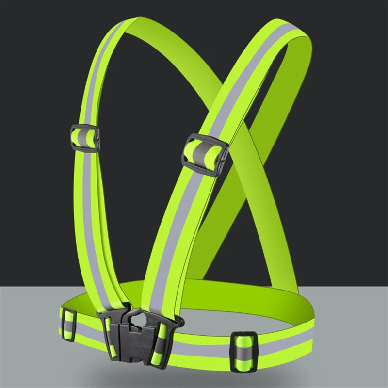 

Bike Safe Reflective Vest Highlight Reflective Straps Night Running Clothing Vest Adjustable Safety Vest Elastic Band Uniforms