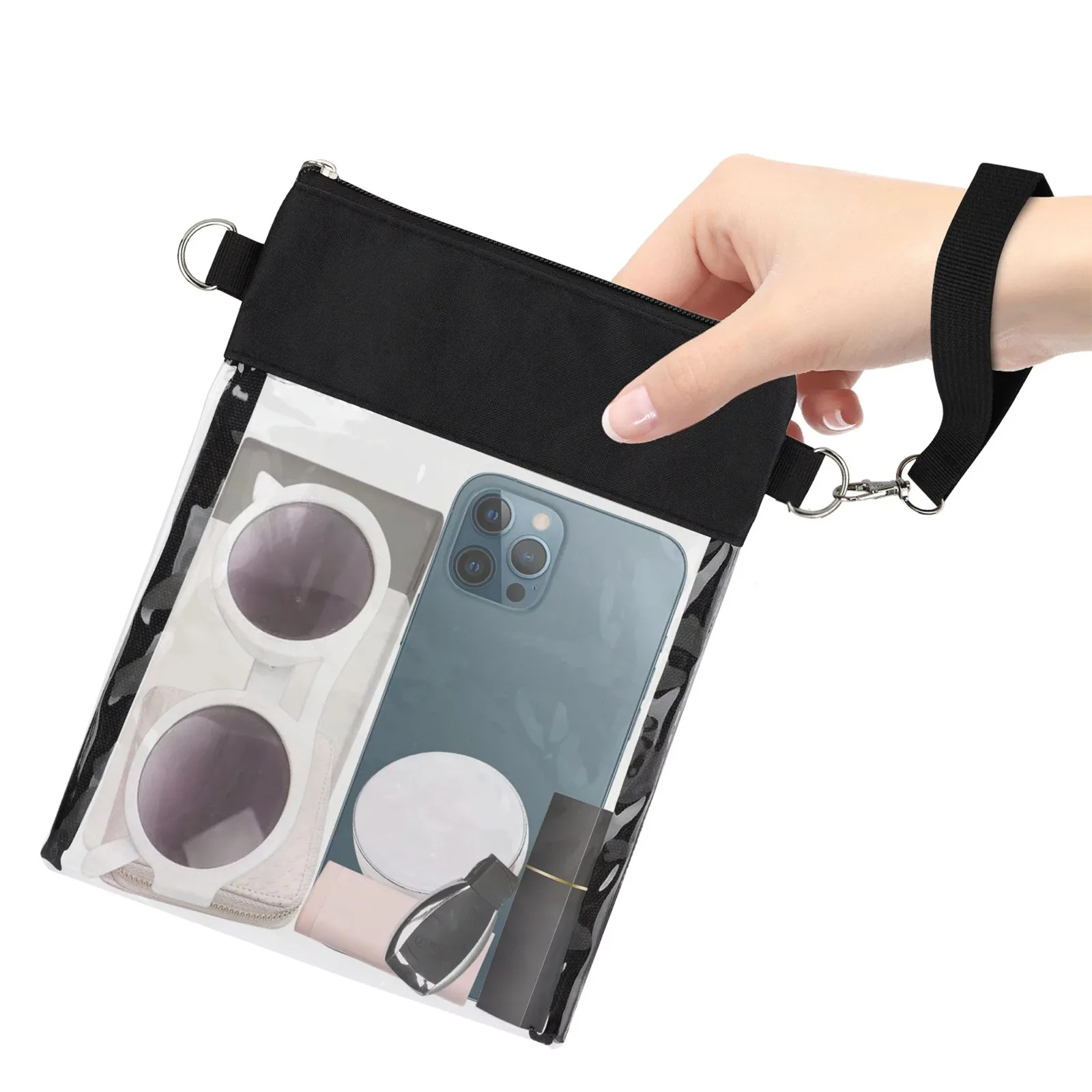

Clear Shoulder Bag Causual Transparent Woman Crossbody Bags Handbag Small Phone Bags With Card Holder Adjustable Strap