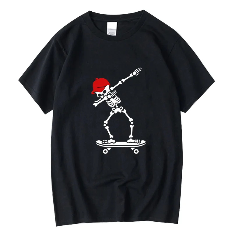 

Men's T-shirt High Quality 100% cotton Funny Skateboarding Skull printing casual o-neck men t shirt cool loose male Tops tees