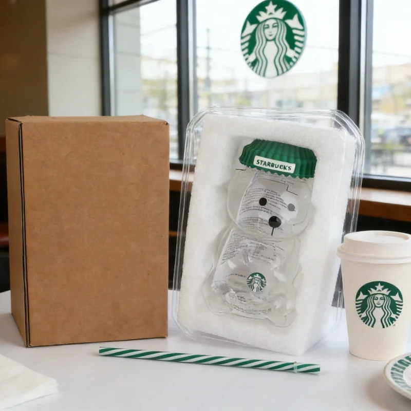 Стакан для воды Starbucks Bear, 591 мл, элегантный, минималистичный, с прозрачной текстурой, тонкой отделкой, отличный коллекционный предмет и посуда для напитков (art.: 3920da2e2a68f) - 3920da2e2a68f