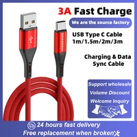 usb type c cables fast charge cable for samsung a12 a13 a20 a21 a32 a52s a53 5g a72 quick charging data wire kapok weaving cord