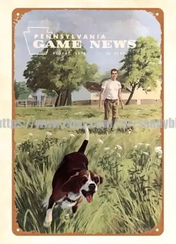 1974 охотничий собачий Охотник Пенсильвания игра новости металлический жестяной