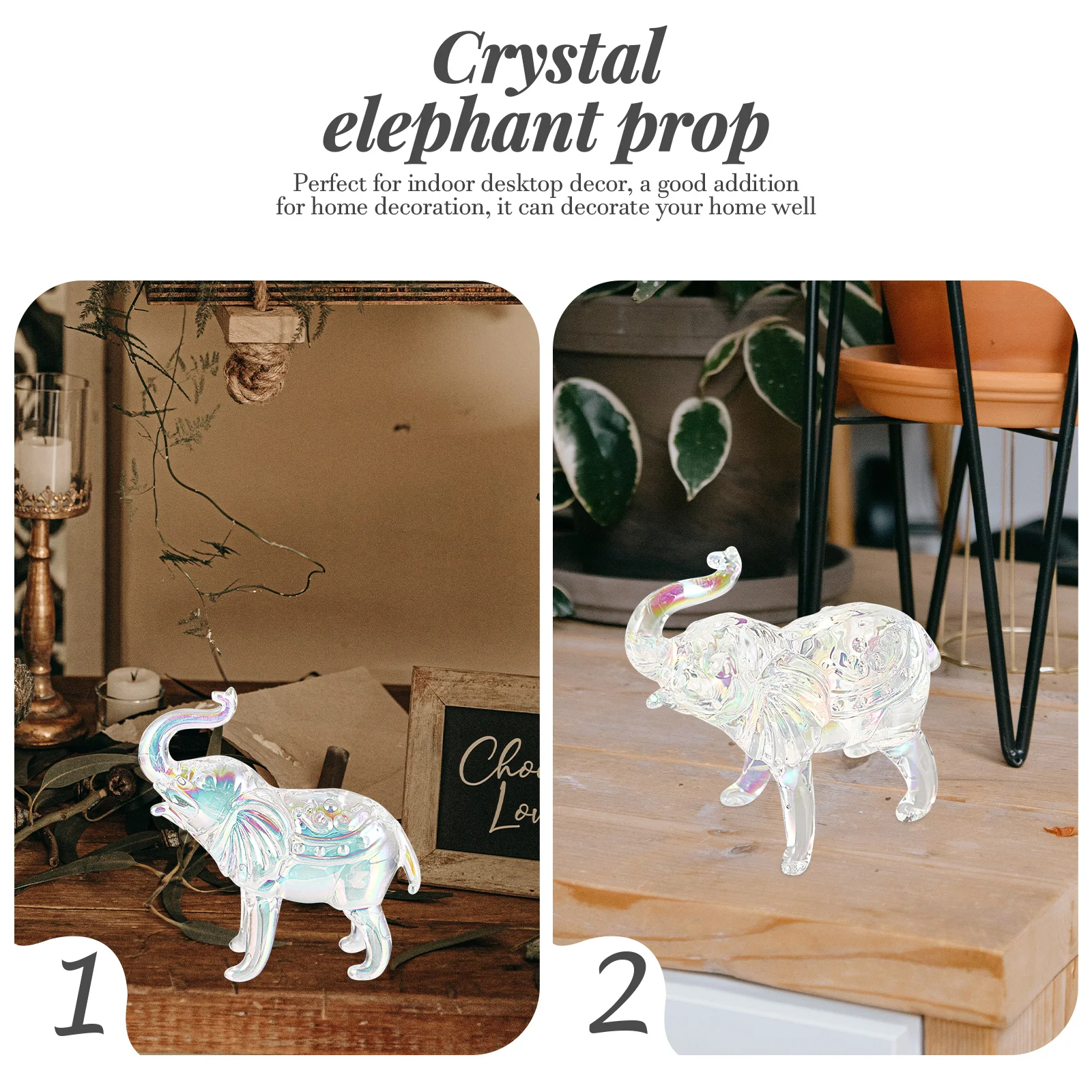 

Elephant Crystal Statue Animal Figurines Thai Glass Ornament Figurinepaperweight Decorations Potaccessories Sculpture Mini