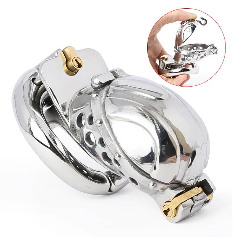 

Openable Stainless Steel Chastity Cages With Cap Cock Cage Penis Ring Quick Disassemble Cap Flip Device Sex Toys For Men BDSM