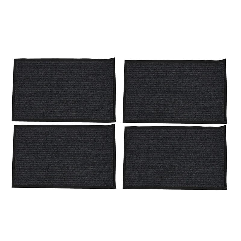 

4-Pack Striped Door Floor Mat - Indoor Outdoor Rug Entryway Welcome Mats With Rubber Backing For Shoe Scraper
