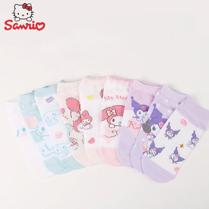 

Sanrio милые носки Cinnamoroll Kuromi Melody тройные женские милые Мультяшные плюшевые носки милые девочки сердце сохраняют тепло для девочки зима