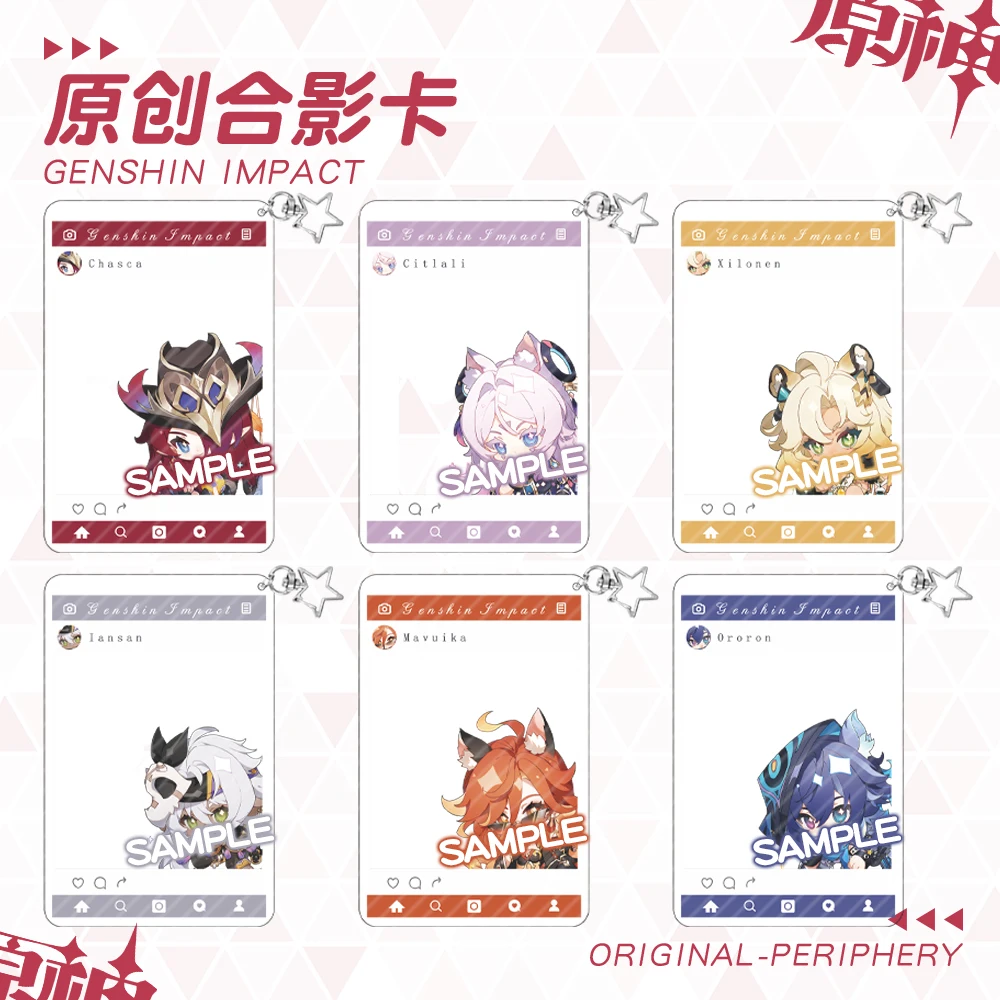 Genshin Impact Mavuika Iansan Xilonen Citlali Button Прозрачная карта Брелки Подвеска Женская модная