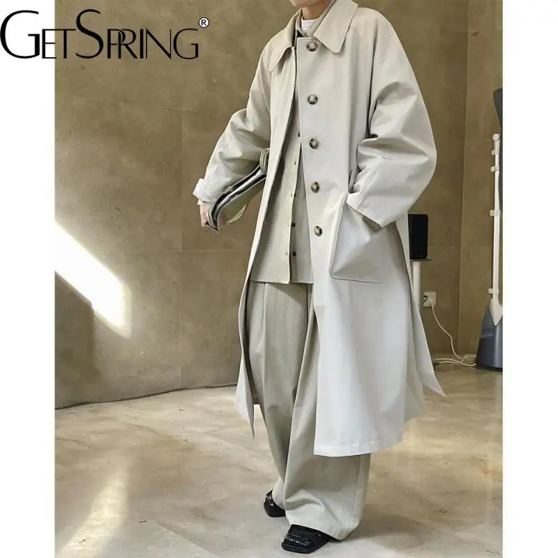 

GetSpring Women Trench Coat Temperament Simple Solid Ladies Windbreaker Fashion All Match Loose Leisure Long Overcoat Autumn New