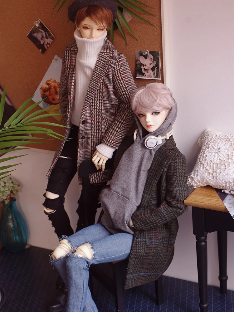 Фото D09-P356 игрушка ручной работы 1/3 MSD SD13 SD17 POPO68, одежда для кукол BJD, розово-серое шерстяное пальто, длинная ветровка, 1 шт. №2