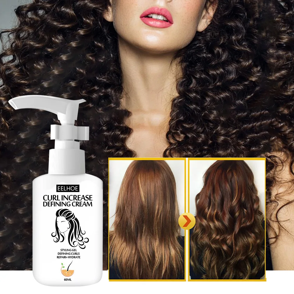 

60ml Curly Hair Styling Cream Curl Enhancer Anti-Frizz Hair Curling Repairing Mousse Hair Care Styling Natural Curls for Women
