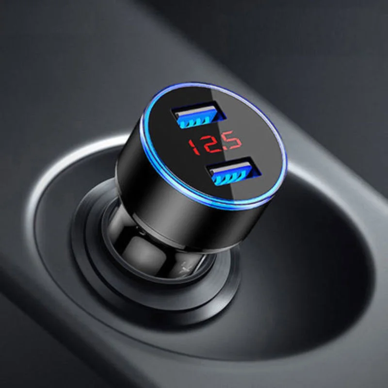 

0~600C Car Charger Cigarette Lighter 12V/24V 15W 2100mA LED Voltmeter Dual Ports 3.1A USB Digital New Hot Sale