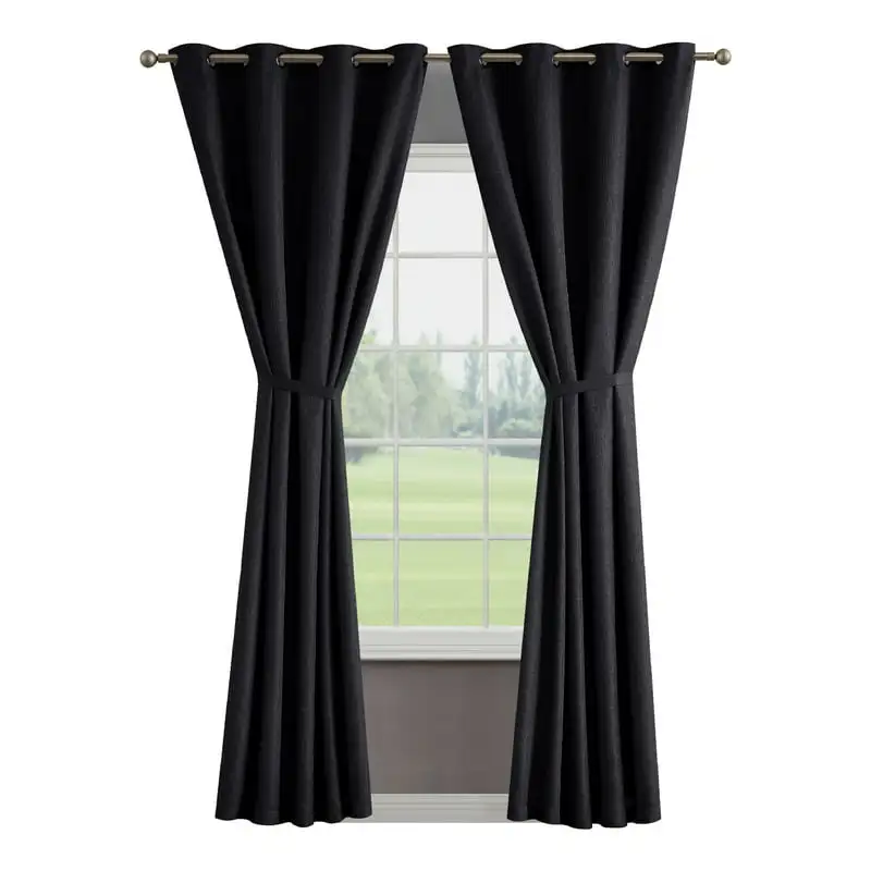 

Blackout Window Curtain Panels with Tiebacks, Grommet, Charcoal, 50 Blackout curtains for the bedroom Japanese door curtain Blac