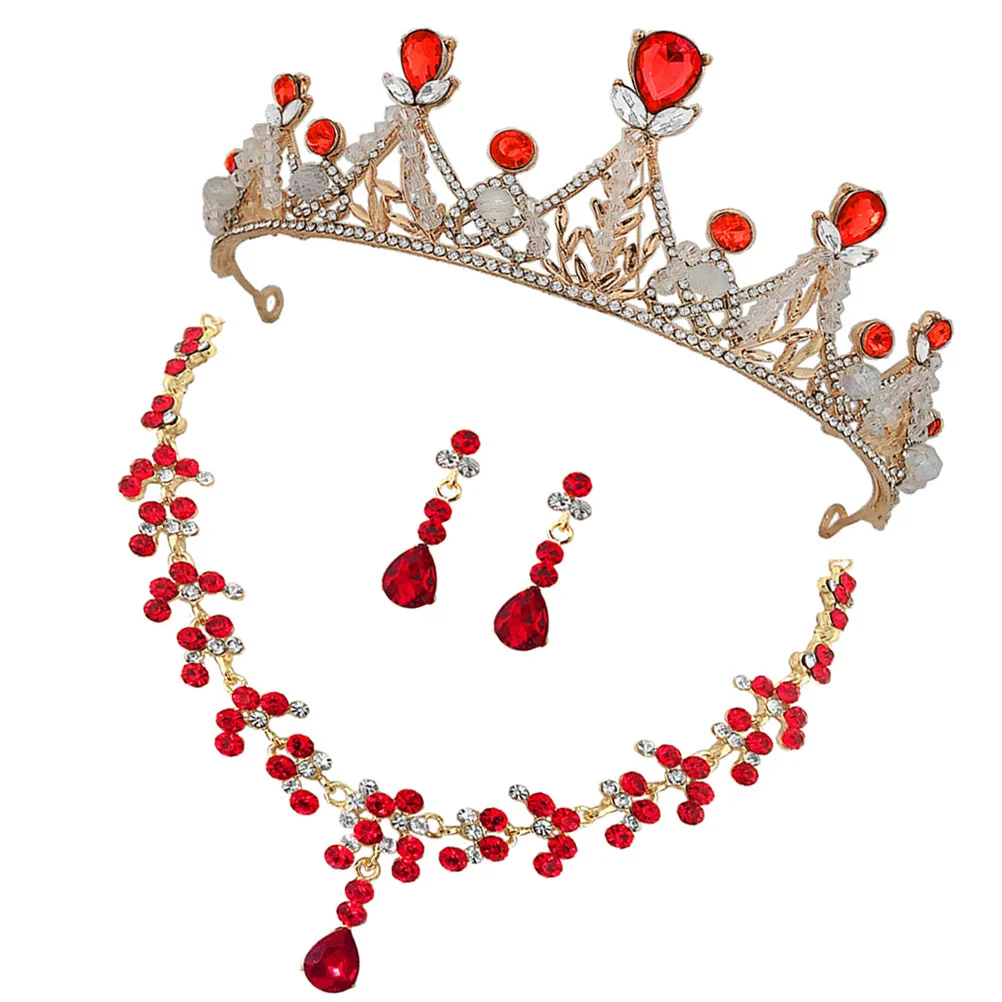 

1 Set of Little Girls Crown Headband Necklace and Clip-on Earrings Girls Decorative Party Jewelry