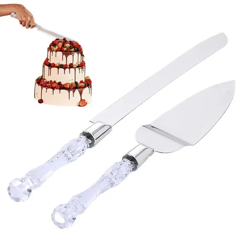 

2pcs Wedding Stainless Steel Cake Shovel Set With Comfortable Handle Dessert Pie Fondant Divider Cutter Wedding Supplies Tools