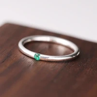 amaiyllis 925 sterling silver minimalist green zircon circle ring niche fashion temperament closed index finger ring jewelry