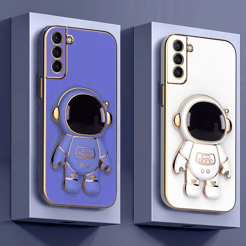 

3D Spaceman Phone Case for Samsung Galaxy S22 Ultra S21 S20 FE S10 Plus Note 20 10 Lite A72 A71 A53 A52 A51 astronaut Bracket