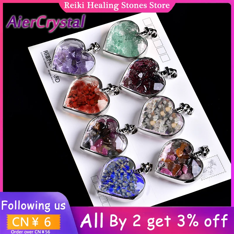 Натуральный кристалл подвеска в форме сердца из дробленого камня украшение виде