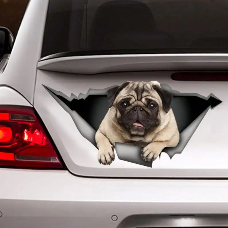 

Pug Sticker, pet decal, pug decal, funny car sticker