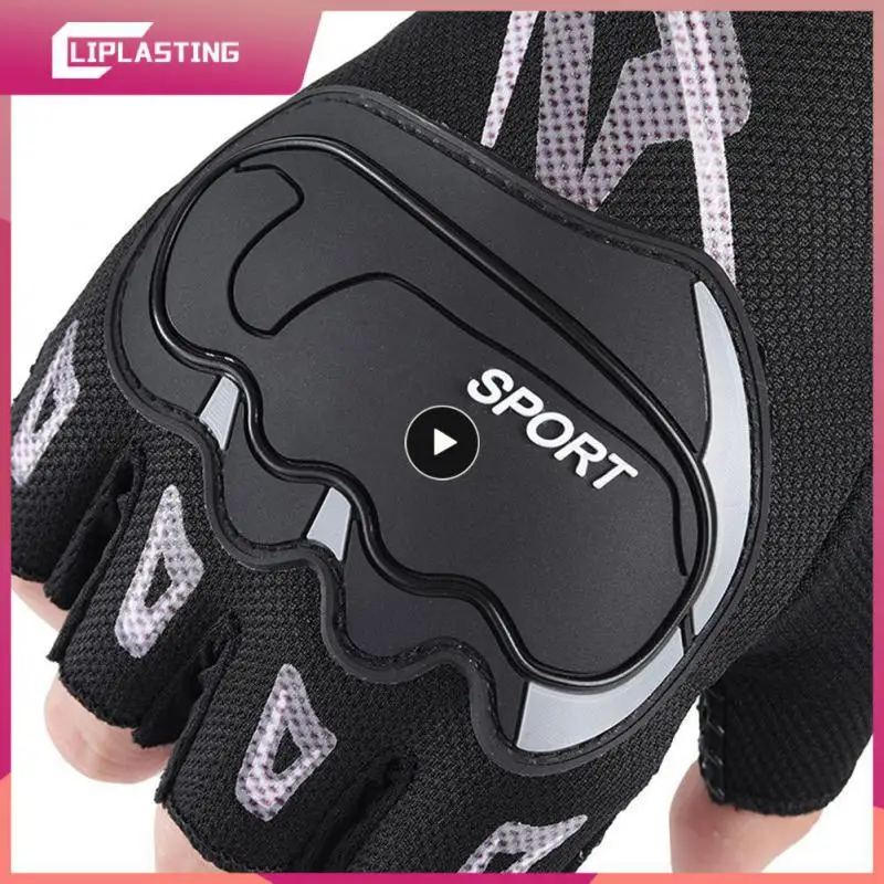 

Outdoor Half-finger Gloves Breathable Running Gloves Cycling Gloves For Men Anti-slip Thick Pad Hollow Nylon Mesh Riding Gloves