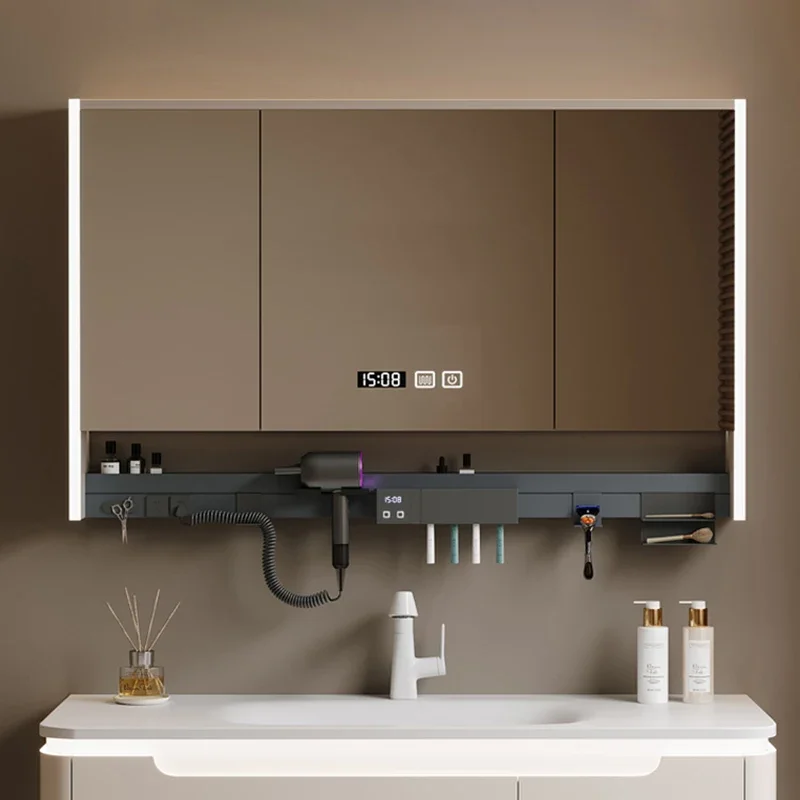 Умный зеркальный шкаф в скандинавском стиле настенный для хранения с подсветкой