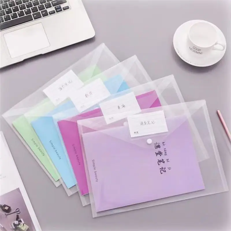 

Button Folder Storage For Documents Transparent Folders Bags With Clasp Folder A4 Organizer Filing Products Office