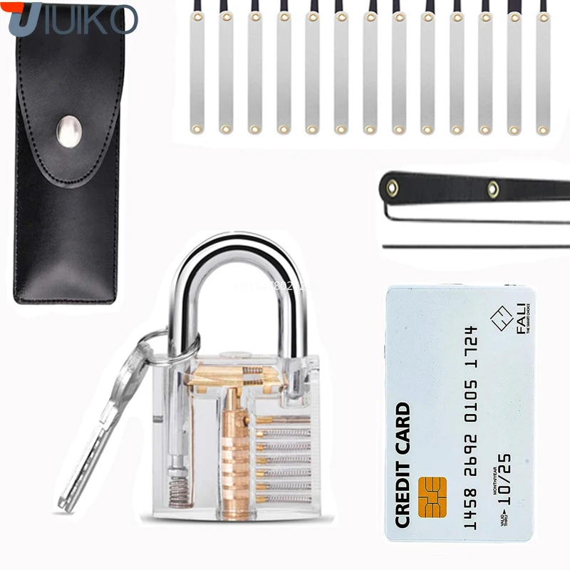 

locksmith tools with Transparent Training Padlock,Premium Practice Locksmith Tools Kit for Training Practice Beginner and Pro