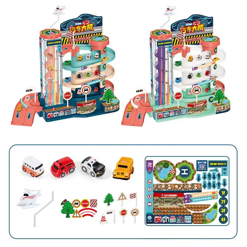 

Car Garage Toy Children Track Cars Toys Electric Rail Building Parking Lot Adventure Racing Model Vehicle Playsets for Toddlers