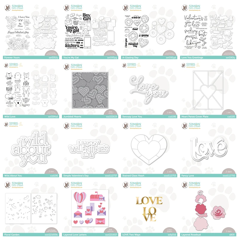 

2023 New Love Words Rose Valentine's Day Clear Stamps and Cutting Dies for Scrapbooking Paper Making Frames Card Craft