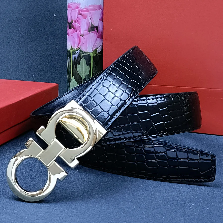 3.3cm Business Man belt Casual Fashion Luxury Designer Brand Women belts Jeans Leather Belt for Man Male + Exquisite gift box